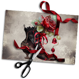 Papel De Seda Boudoir | Booties de vestir de rosa rojo antiguo v