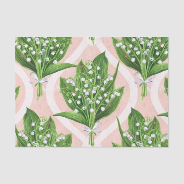 Papel De Seda Bouquet de lilas del valle flores en rosa (Anverso)