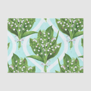 Papel De Seda Bouquet de lirio del valle flores en azul