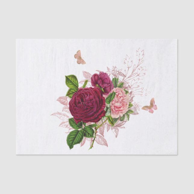 Papel De Seda Bouquet de mariposa rosa rosada (Anverso)