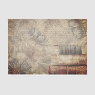 Papel De Seda Bouquet vintage: Libro antiguo y sinfonía floral