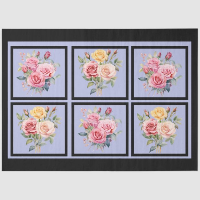 Papel De Seda Bouquets rosados con cubierta de azulejos (Anverso)