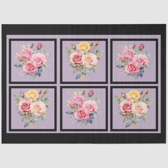 Papel De Seda Bouquets rosados con cubierta de azulejos (Anverso)