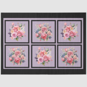 Papel De Seda Bouquets rosados con cubierta de azulejos