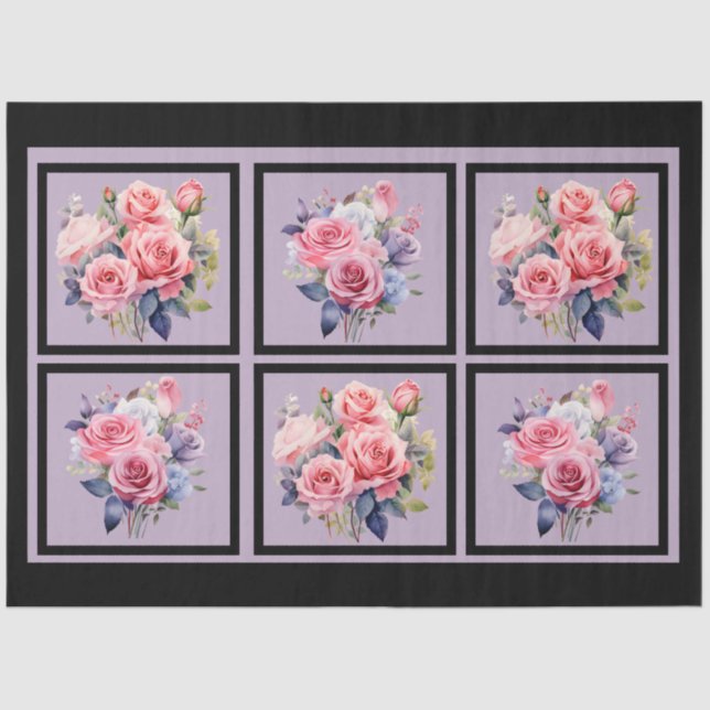 Papel De Seda Bouquets rosados con cubierta de azulejos (Anverso)