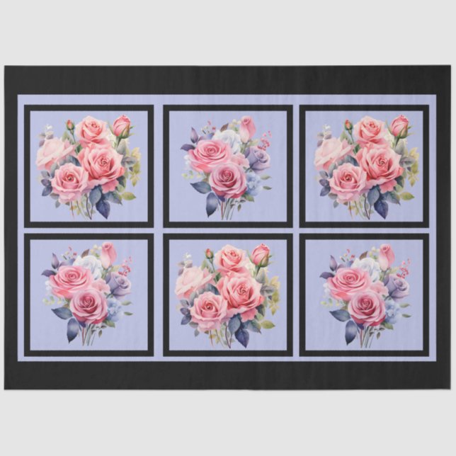 Papel De Seda Bouquets rosados con cubierta de azulejos (Anverso)
