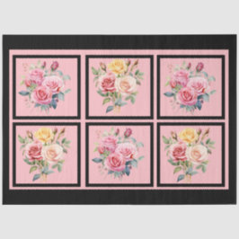 Papel De Seda Bouquets rosados con cubierta de azulejos