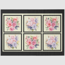 Papel De Seda Bouquets rosas y azules con mosaico