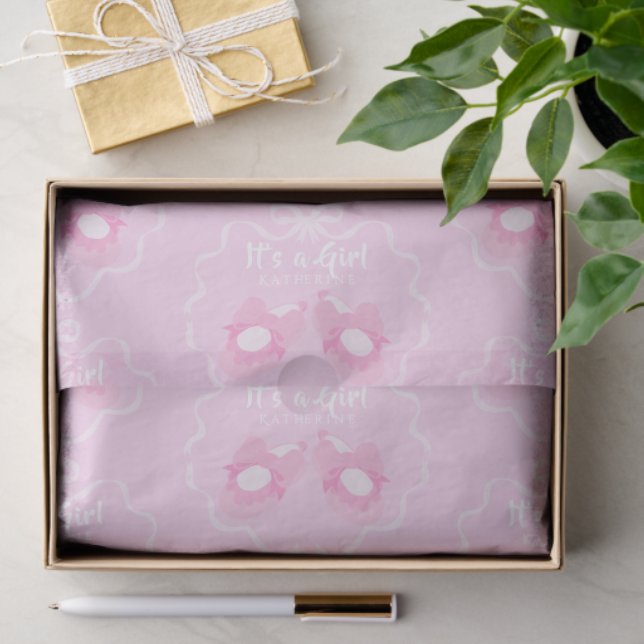 Papel De Seda Bow Ribbon es un Rosa Chica (Regalo )