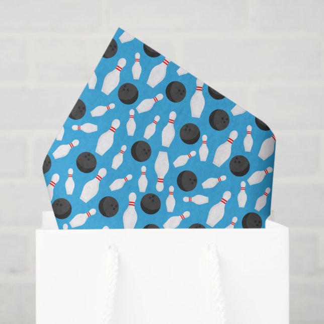 Papel De Seda Bowling Decoupage Birthday Party Blue (Bolsa de regalo)