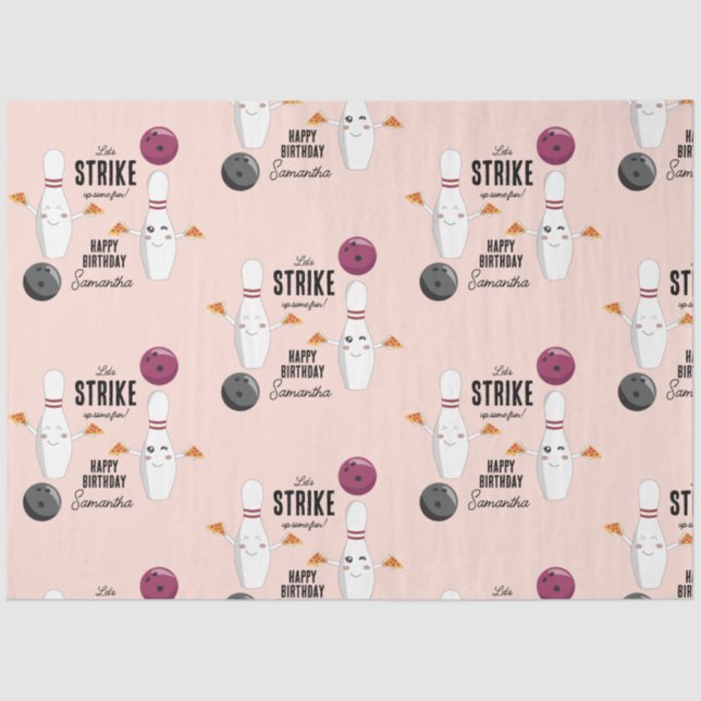 Papel De Seda Bowling Pizza Strike Algunos Divertidos Niños Cump (Anverso)