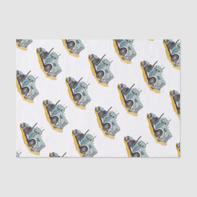 Papel De Seda Boys Birthday Party Blue Semi Truck (Anverso)