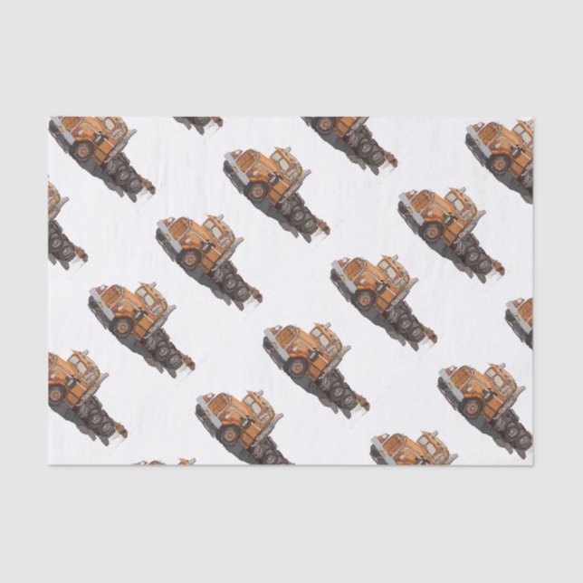 Papel De Seda Boys Birthday Party Orange Semi Truck (Anverso)