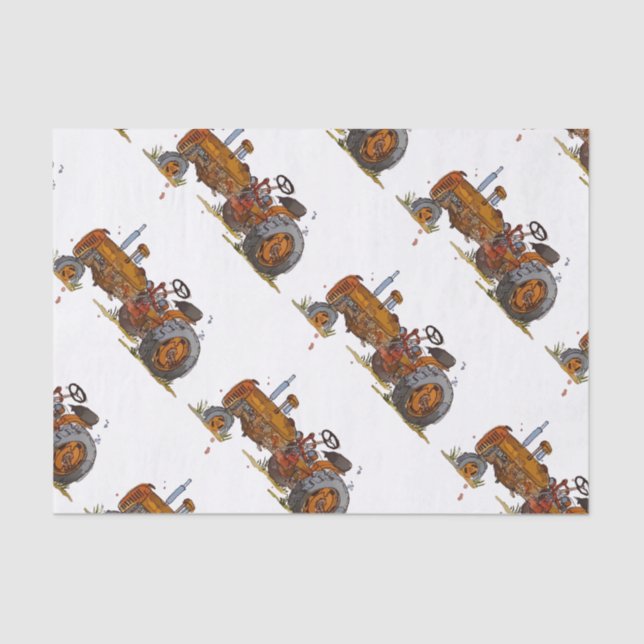 Papel De Seda Boys birthday party with antique tractor design (Anverso)