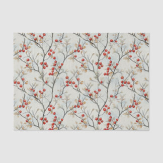Papel De Seda Branches with Berries in Warm Fall Colors Pattern
