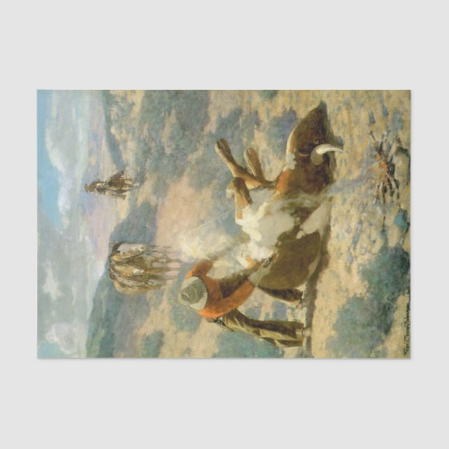 Papel De Seda "Branding a Steer" de Frank Tenney Johnson (Anverso)