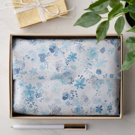 Papel De Seda Bright Airy Blue Summer Floral Pattern