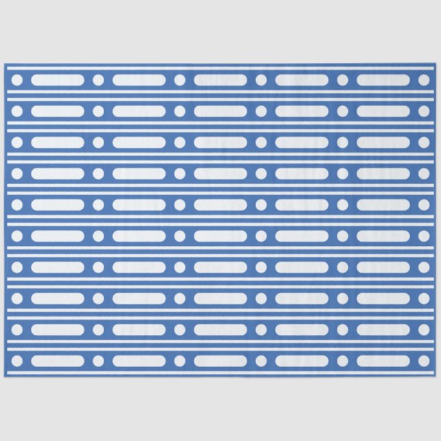 Papel De Seda Bright Blue Bone Inlay Border Dots Decoupage Paper (Anverso)