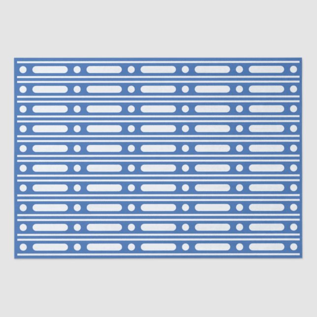 Papel De Seda Bright Blue Bone Inlay Border Dots Decoupage Paper (Anverso)