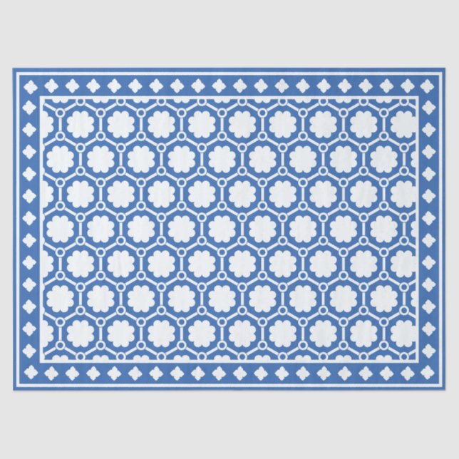Papel De Seda Bright Blue Modern Bone Inlay Decoupage Paper (Anverso)