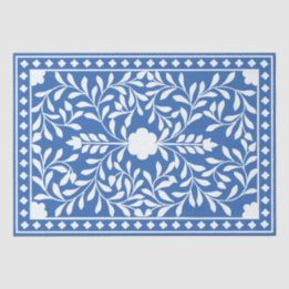 Papel De Seda Bright Blue Traditional Bone Inlay Decoupage Paper
