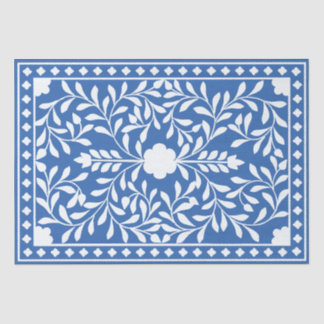 Papel De Seda Bright Blue Traditional Bone Inlay Decoupage Paper