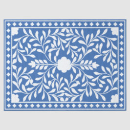Papel De Seda Bright Blue Traditional Bone Inlay Decoupage Paper