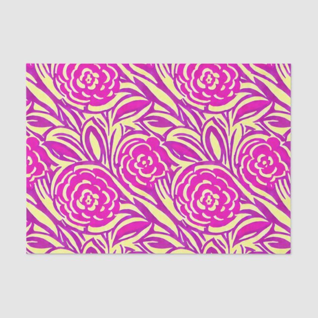 Papel De Seda Bright Boho Floral Swirl Watercolor (Anverso)