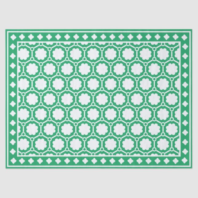 Papel De Seda Bright Green Geometric Bone Inlay Decoupage Paper (Anverso)
