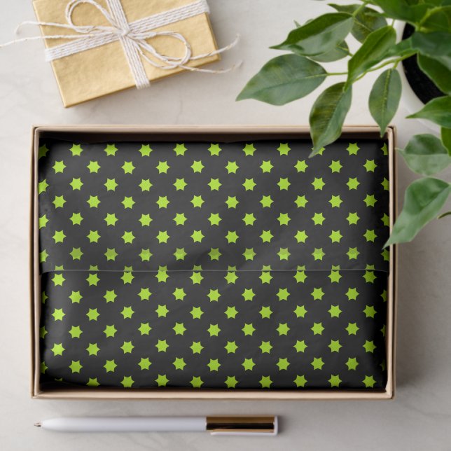 Papel De Seda Bright Green Star Pattern (Regalo )
