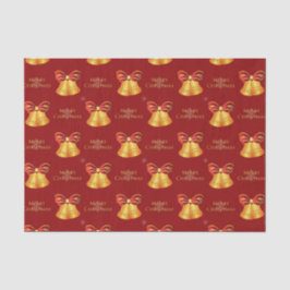 Papel De Seda Bright Metallic Gold Bells Feliz Navidad