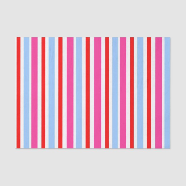 Papel De Seda Bright Red and Blue Candy Stripes (Anverso)