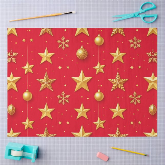 Papel De Seda Brilla, Navidad Estrellada (Artesanía)