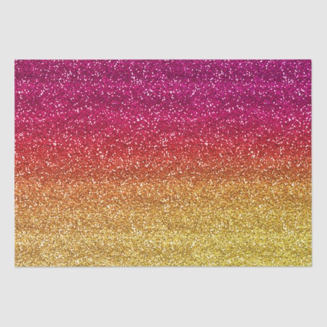 Papel De Seda Brillante gradiente de rosa oscuro y amarillo con  (Anverso)