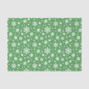 Papel De Seda Brillante Kelly Green Winter White Snowflake Patte