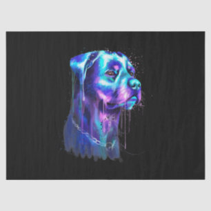 Papel De Seda Brillante Rottweiler Acuarela Perro Arte Imprimir