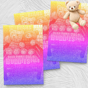 Papel De Seda Brillante Teddy Bear Mejor Amigos Nube De Palabra