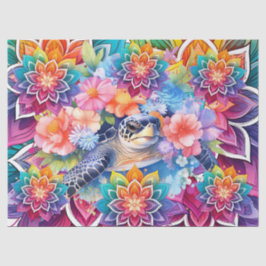 Papel De Seda Brillante y colorida tortuga y Mandalas