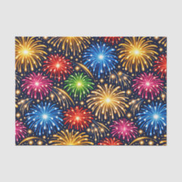 Papel De Seda Brilliant Midnight Fireworks Pattern
