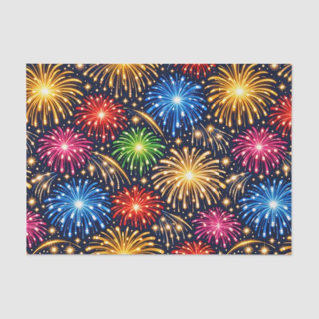 Papel De Seda Brilliant Midnight Fireworks Pattern (Anverso)