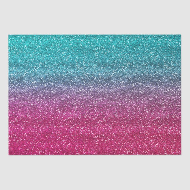 Papel De Seda Brillo Azul y Rosa Oscuro Gradiente Purpurina (Anverso)