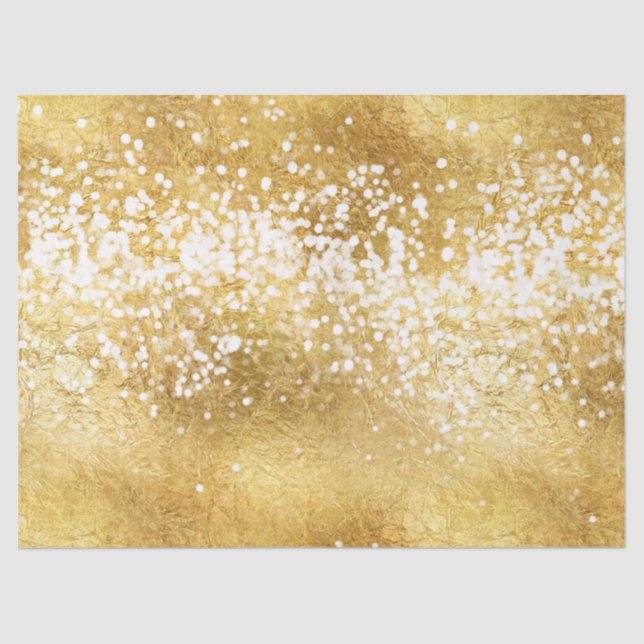 Papel De Seda Brillo blanco de la chispa del oro (Anverso)