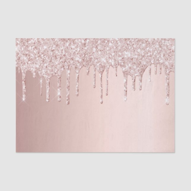 Papel De Seda Brillo de oro rosa gotea chispa femenina rosa (Anverso)