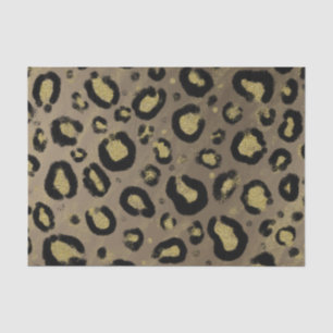 Papel De Seda Brillo Dorado Marrón e Impresión Leopardo Guepardo