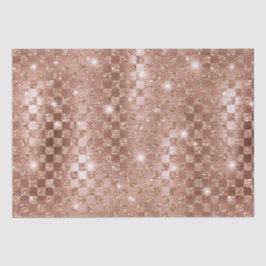 Papel De Seda Brillo Metálico Cuadrado a Cuadros Rosa Elegante