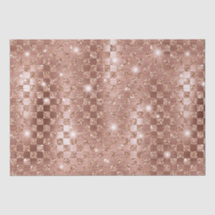 Papel De Seda Brillo Metálico Cuadrado a Cuadros Rosa Elegante