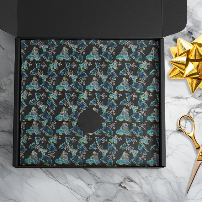 Papel De Seda Brillo negro de luz de neón de Navidad copos de ni (Subido por el creador)