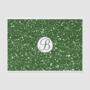 Papel De Seda Brillo Verde Brillante Glam Monograma Inicial Pers