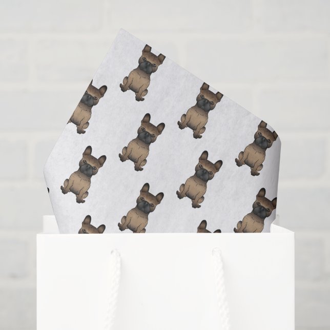 Papel De Seda Brindle Bulldog Francés / Frenchie Patrón de perro (Bolsa de regalo)