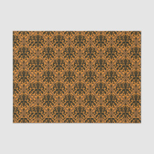 Papel De Seda Brocade Damask Black de Halloween en Naranja